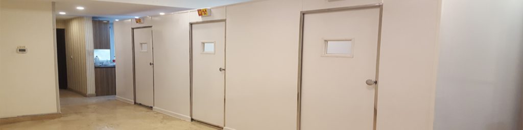 ولید پارتیشن سربی با رویه MDF 3 ، 8 و 16 میلیمتر و دربهای بدون ریل کف