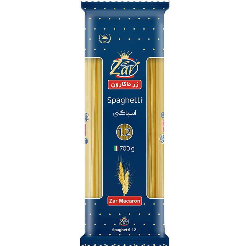 اسپاگتی قطر ۱.۲ وزن ۷۰۰ گرمی زر ماکارون